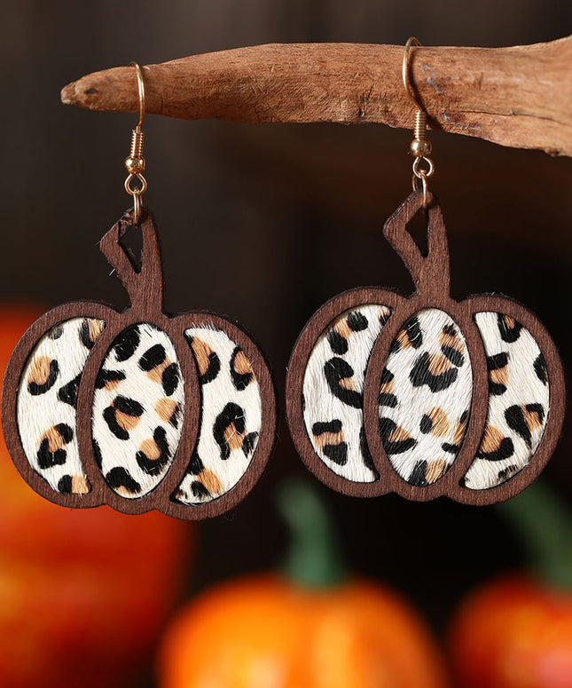 Multicolour Animal Print Pumpkin Shape Drop Earrings